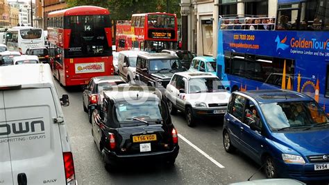 Street view of London with traffic