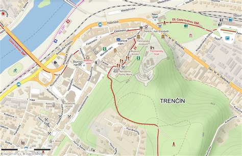 Mapa Trenčína s vyznačenou lokalitou 