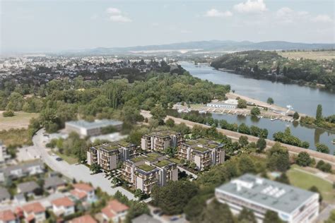 Vizualizácia Rezidencie Na Lodenici s bazénom a zeleňou