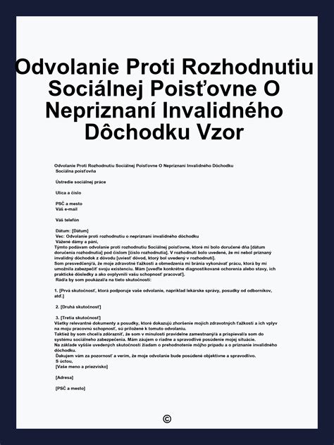 Proces odvolania proti rozhodnutiu Sociálnej poisťovne