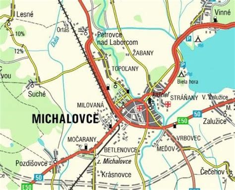 mapa Michalovce s vyznačenými lokalitami