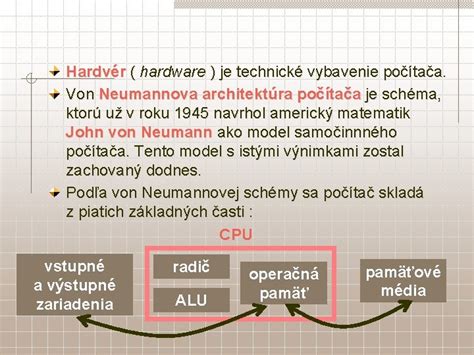 Diagram Von Neumannovej schémy počítača