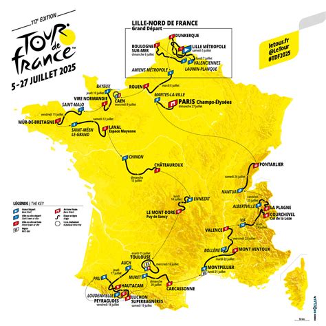 Mapa cyklistických trás Tour de France