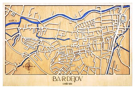 Mapa mesta Bardejov s vyznačenými zónami