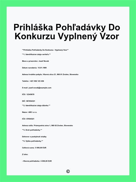 Šablóna prihlášky do konkurzu