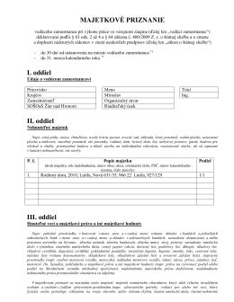 Ilustrácia dokumentu s kolónkami pre majetkové priznanie