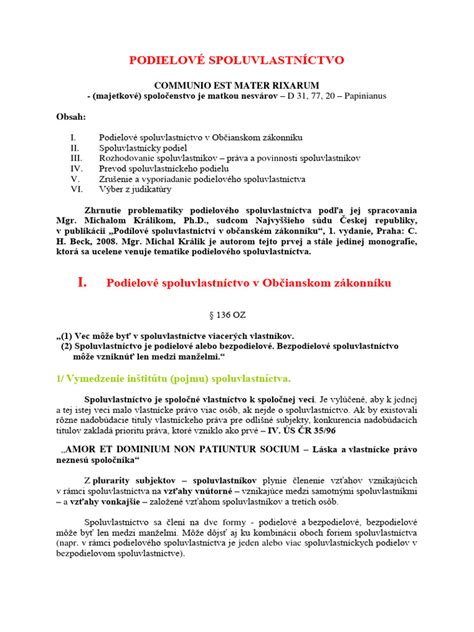 Diagram znázorňujúci podielové spoluvlastníctvo