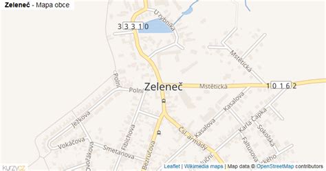 Mapa obce Zeleneč a okolia