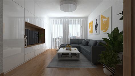 Vizualizácia interiéru moderne zrekonštruovaného bytu