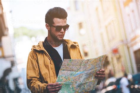 person looking at a map