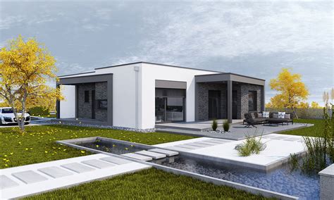Vizualizácia moderného bungalovu s plochou strechou