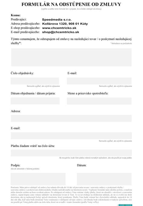 Vzorový formulár podnájomnej zmluvy