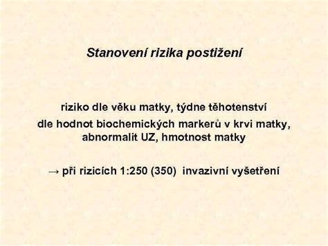 Ilustrácia biochemických parametrov v krvi matky