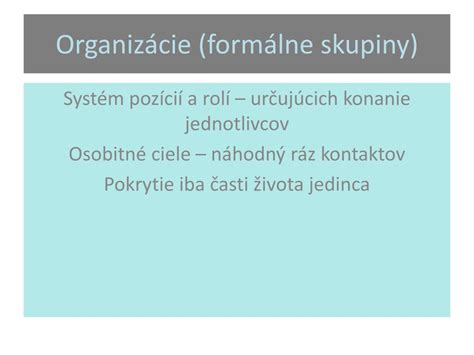 Diagram porovnávajúci formálne a neformálne skupiny