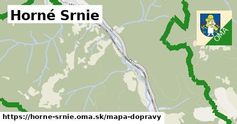 Mapa regiónu Horné Srnie s vyznačenými okolitými obcami