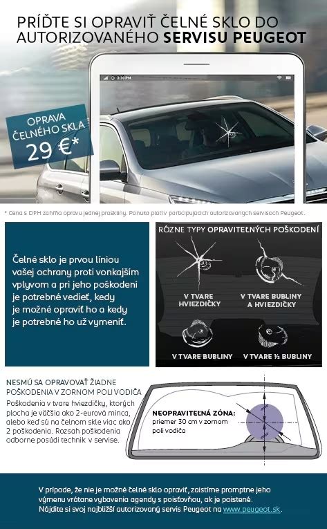 Ilustrácia rôznych typov poškodení čelného skla: hviezda, býčie oko, lineárna prasklina