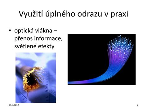 Ilustrácia úplného vnútorného odrazu v optickom vlákne