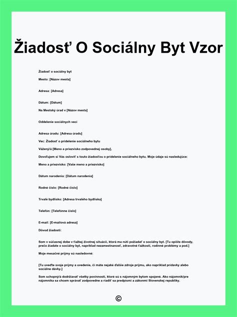 Schematický diagram zobrazujúci proces žiadosti o sociálny byt
