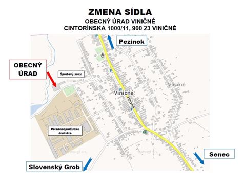 Mapa obce Viničné s vyznačenými dostupnými pozemkami