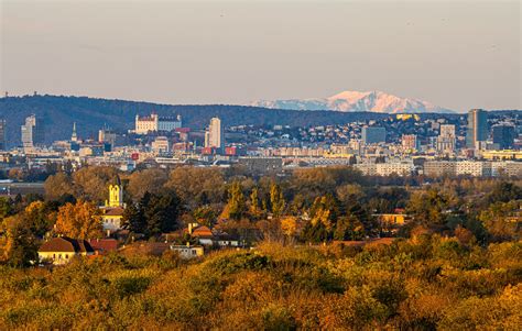 Panorama mesta Pezinok s Malými Karpatmi v pozadí