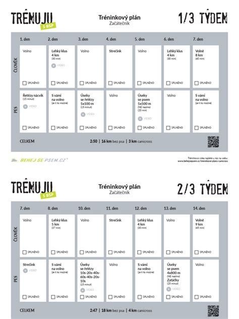 Grafické znázornenie tréningového plánu