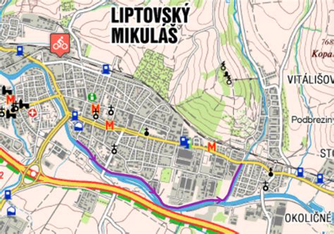 Mapa regiónu Liptov s vyznačenými mestami Liptovský Mikuláš a Ružomberok