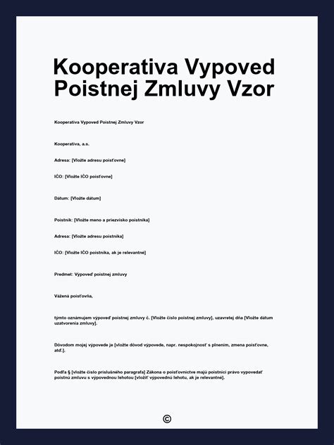 Ilustrácia poistnej zmluvy s dôrazom na dôležité časti