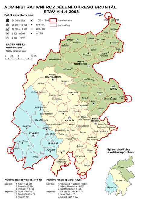 Mapa okresu Bruntál