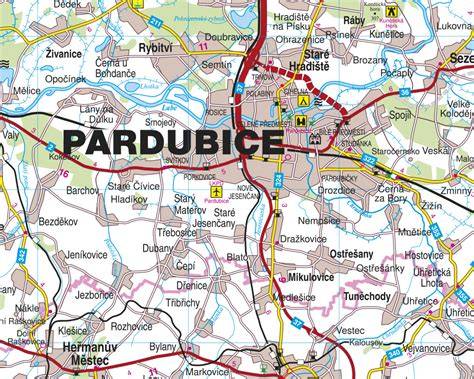 Mapa mesta Pardubice s vyznačenými atraktívnymi lokalitami