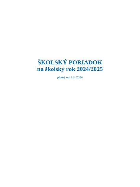 Školský poriadok a disciplína