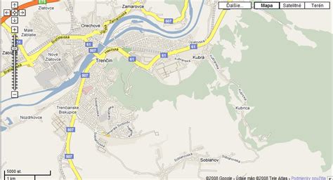 Mapa Trenčína s vyznačenými oblasťami predaja bytov