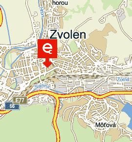 Mapa mesta Zvolen s vyznačenou polohou domu