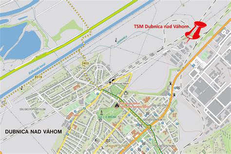 Mapa Dubnice nad Váhom s vyznačenými komerčnými zónami