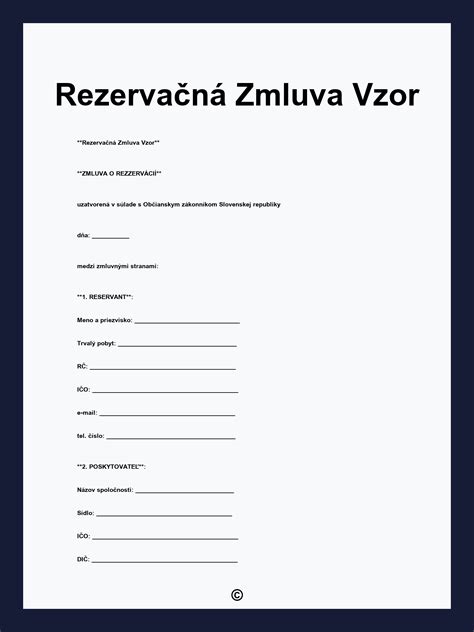 Ilustrácia rezervačnej zmluvy