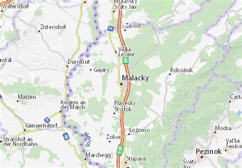 Mapa regiónu Malacky a Gajary