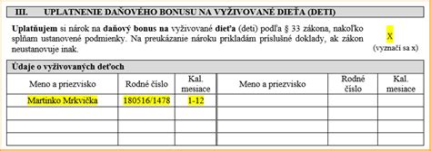 Tlačivo Vyhlásenie na uplatnenie daňového bonusu