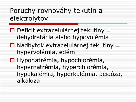 Diagram znázorňujúci stratu tekutín a potrebu elektrolytov