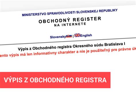 Príklad výpisu z Obchodného registra