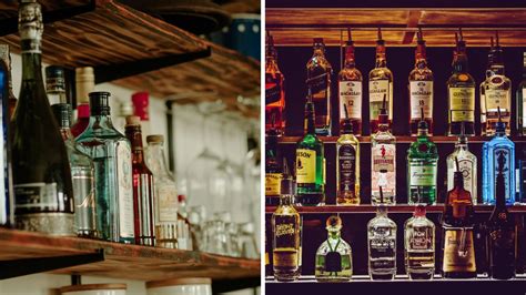 Fľaše s rôznym obsahom alkoholu