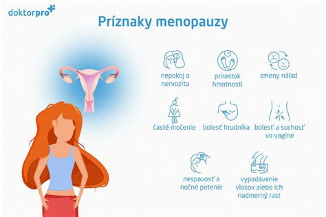 Ilustrácia znázorňujúca rôzne príznaky menopauzy