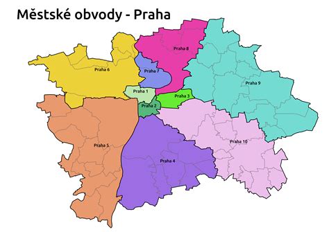 Mapa pražských obvodů