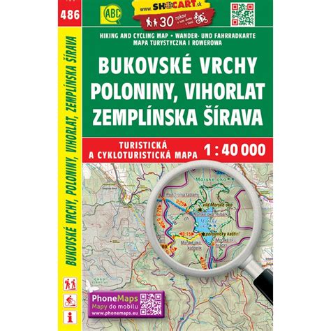 Mapa regiónu Snina s vyznačenými pohoriami Vihorlat a Poloniny