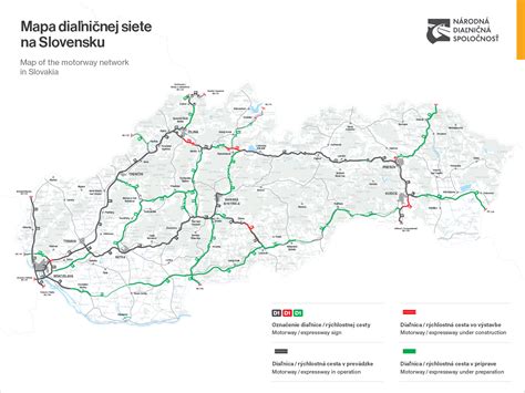 Mapa diaľničnej siete Slovenska