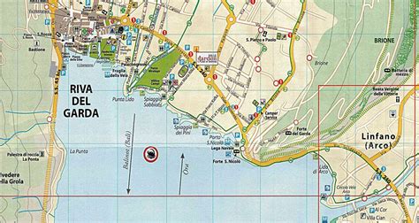 Mapa okolia Riva del Garda s vyznačenými atrakciami