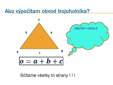 Ilustrácia trojuholníka so stranami a, b, c