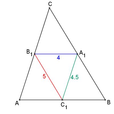 Ilustrácia trojuholníka so strednými priečkami