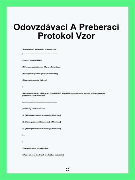 Odovzdávací protokol k nájomnej zmluve