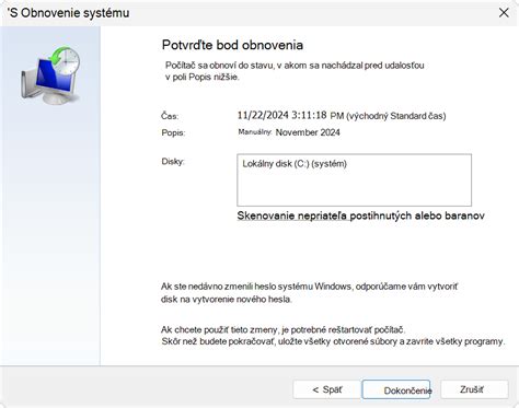 Ikona bodu obnovenia systému