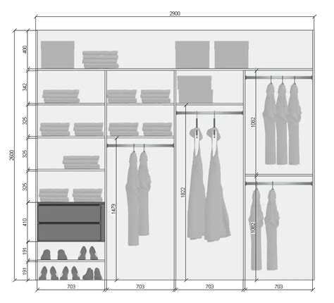 Ilustrácia rôznych hĺbok vstavanej skrine