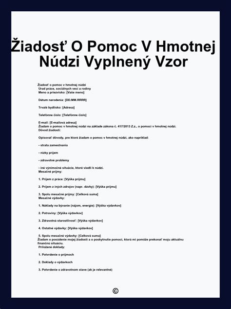 Schéma procesu žiadosti o pomoc v hmotnej núdzi